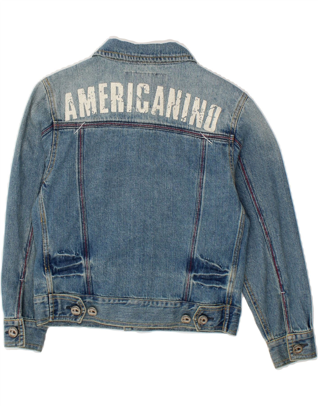 AMERICANINO Boys Graphic Denim Jacket 5-6 Years Small Blue Cotton Vintage Americanino and Second-Hand Americanino from Messina Hembry 