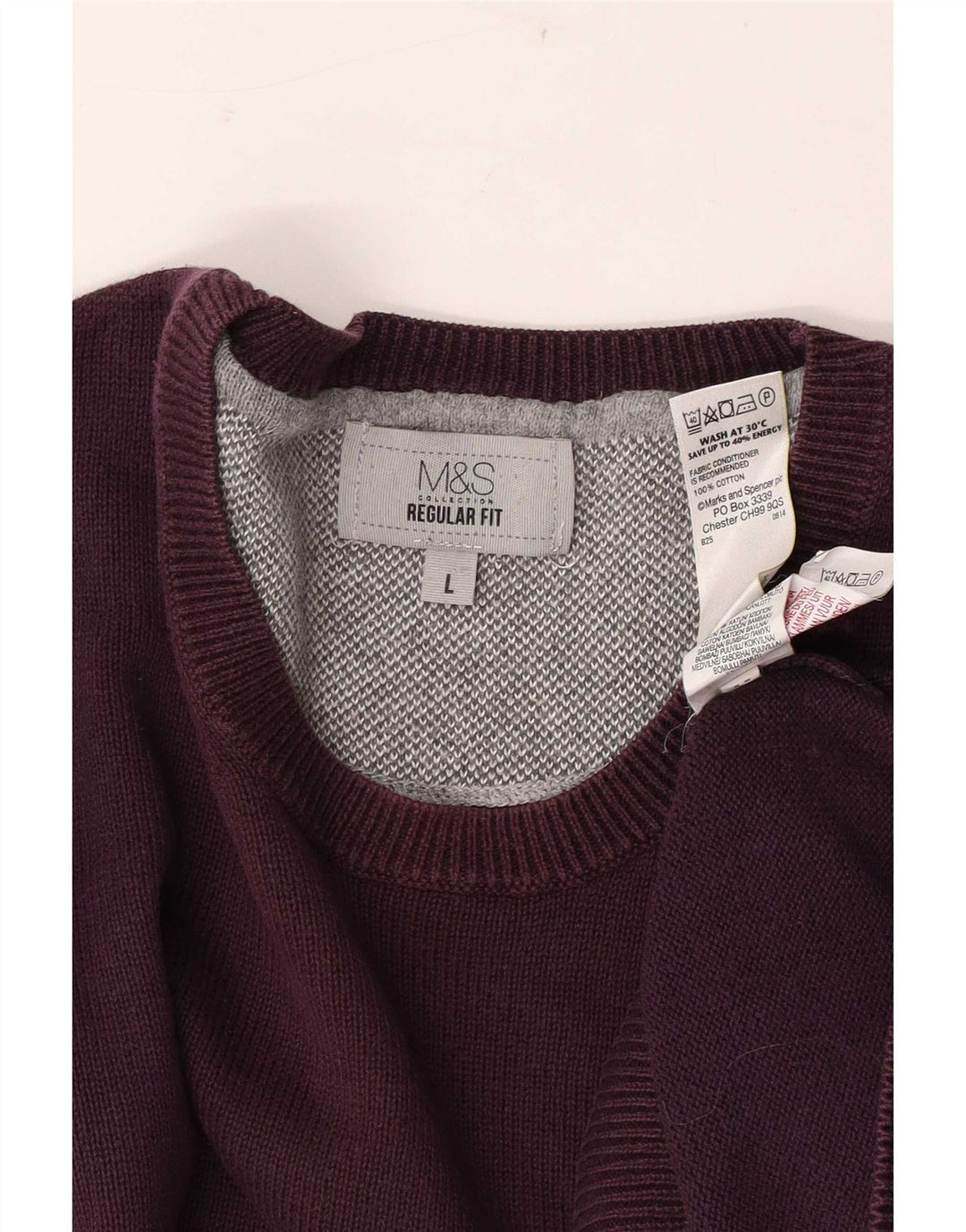 Marks & Spencer Herre Regular Fit Crew Neck trøje Sweater Large Burgundy