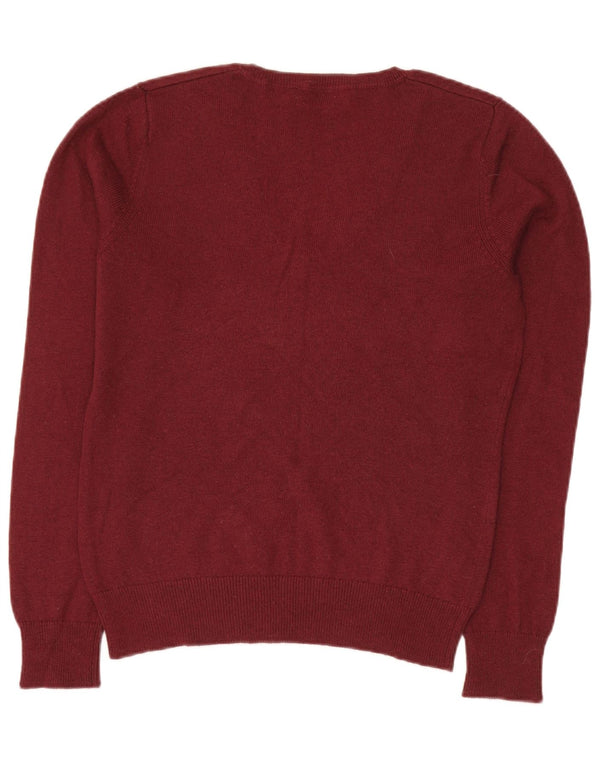 Tommy Hilfiger Dame V-hals sweater UK 14 Large Maroon
