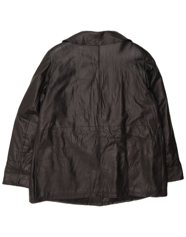Vintage dame læder 3-knaps blazerjakke UK 18 XL Sort