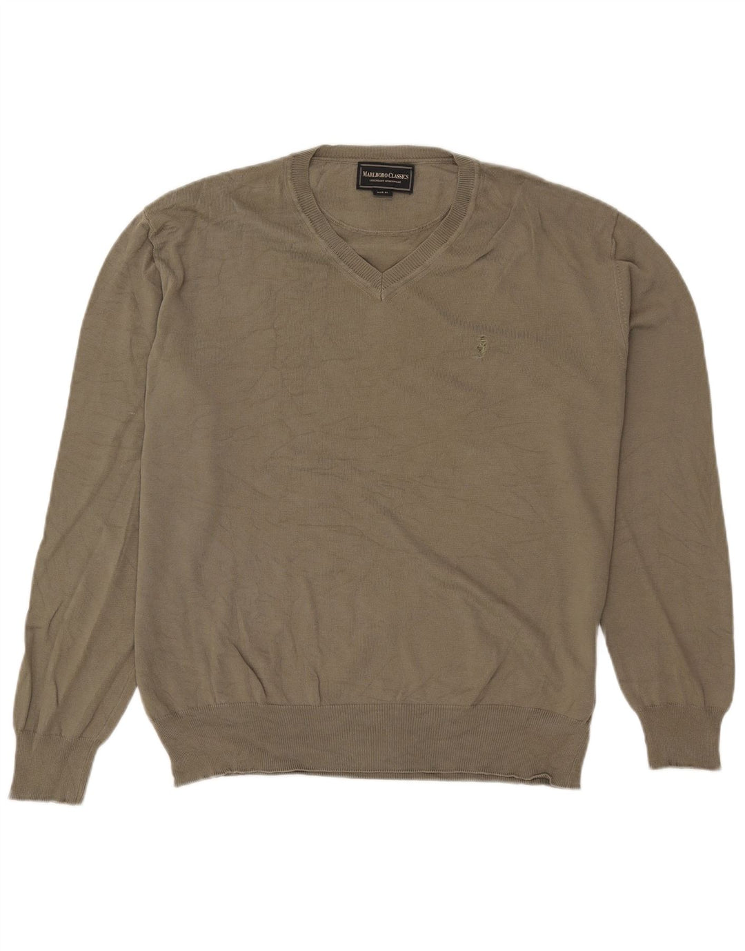 Marlboro Classics Herre V-hals sweater XL Khaki Bomuld