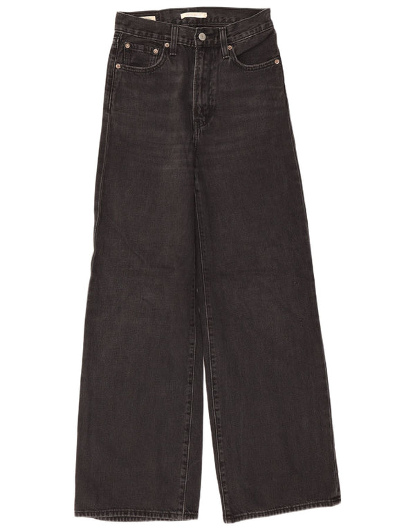 Levi's Dame Ribcage Højtaljede Brede Ben Jeans W25 L30 Sort Bomuld