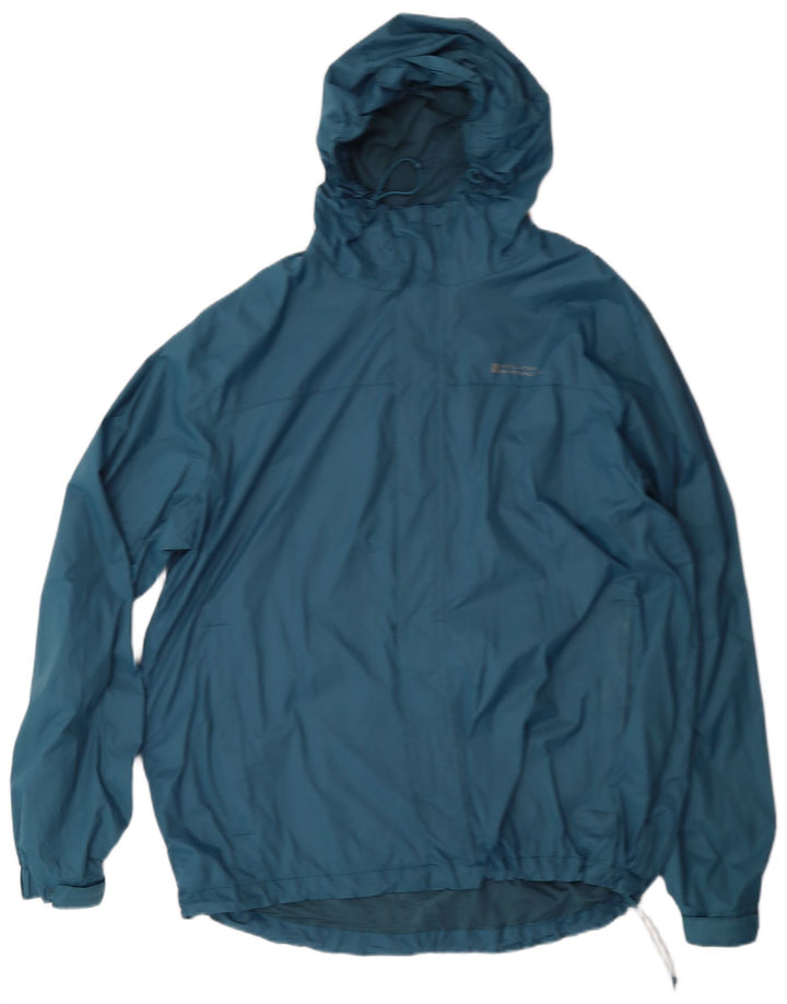 MOUNTAIN WAREHOUSE Womens Hooded Rain Jacket UK 18 XL Blue Nylon