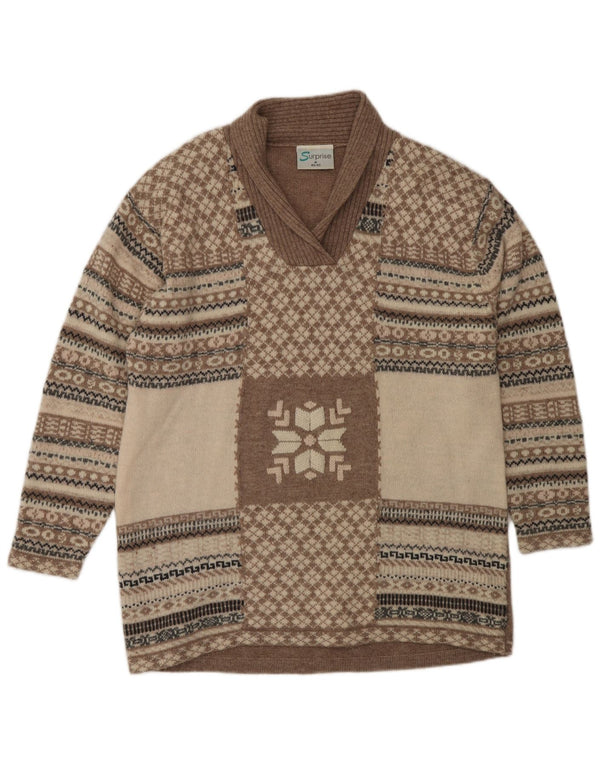 SURPRISE Dame Loose Fit Shawl Neck sweater IT 40/42 Medium Beige