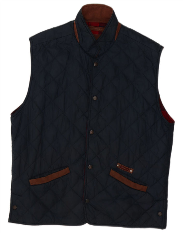 Cotton's Industries Herre Quiltet Gilet UK 38 Medium Navy Blue Polyamid