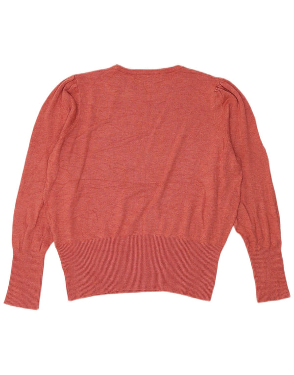 Marks & Spencer Dame Crop Crew Neck Jumper Sweater UK 16 Large Red