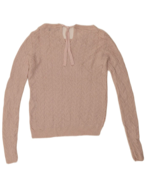 MARKS & SPENCER Dame Crop Boat Neck Jumper Sweater UK 8 Small Pink