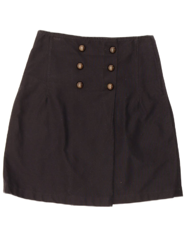 Armani Jeans Dame Mini Wrap Nederdel UK 12 Medium W26 Navy Blue Bomuld