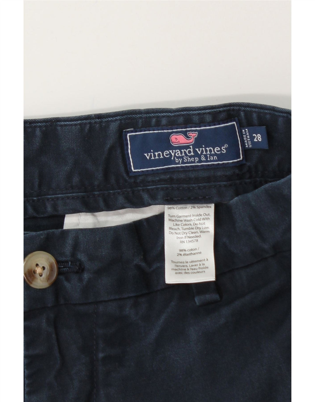 VINEYARD VINES Herre Chino Shorts W28 Små marineblå bomuld