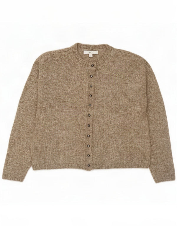 Marks & Spencer Womens Crop Cardigan Sweater UK 10 Small Brown Acrylic