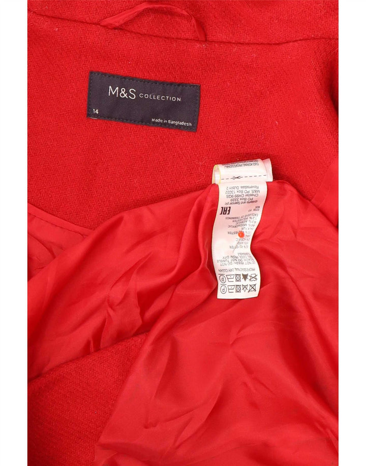 Marks & Spencer Dame Hooded Duffel Coat UK 14 Medium Rød Polyester