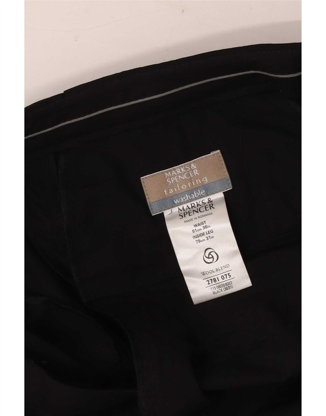 Marks & Spencer Herre Pegged Suit Bukser W36 L31 Sort Polyester