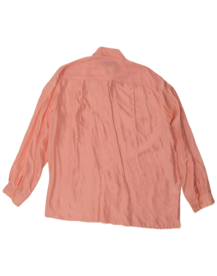 Vintage oversize skjorte til kvinder UK 14 Medium Pink Silk