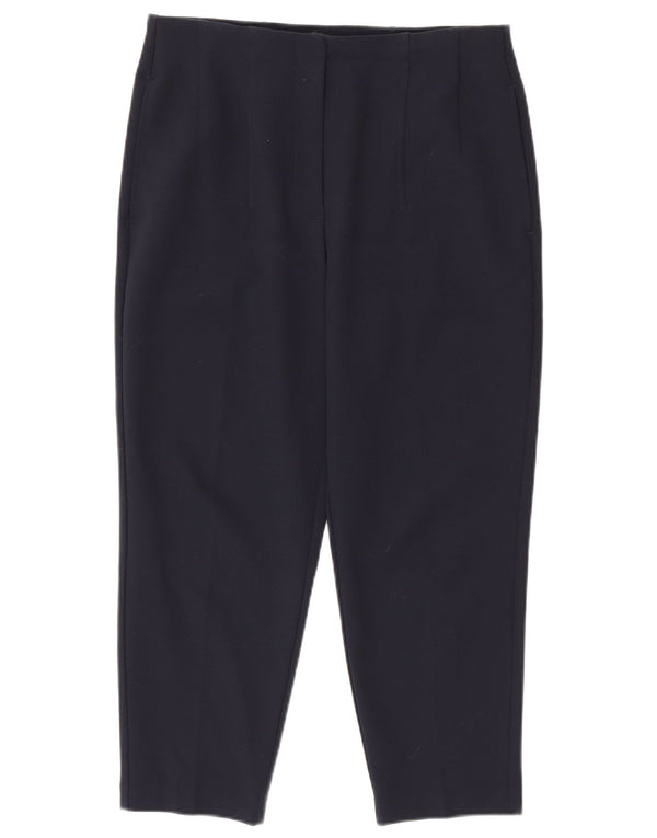 Marks & Spencer Dame Cropped Trousers UK 12 Medium W32 L23 Navy Blue