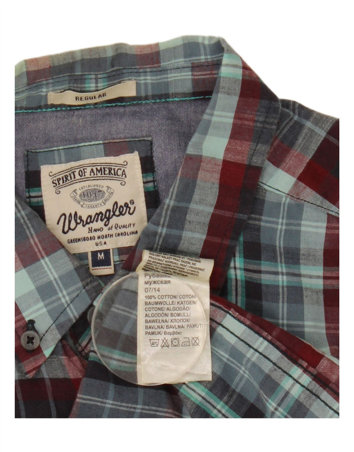 Wrangler herre Regular Fit skjorte mellemblå ternet bomuld