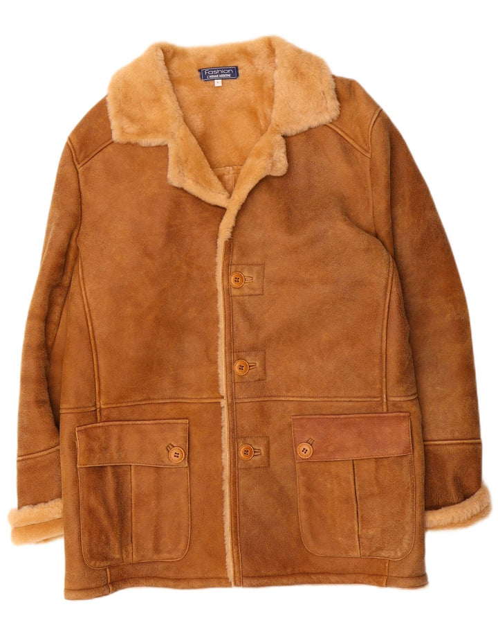 Vintage Herre Shearling Jacket UK 40 Large Brown