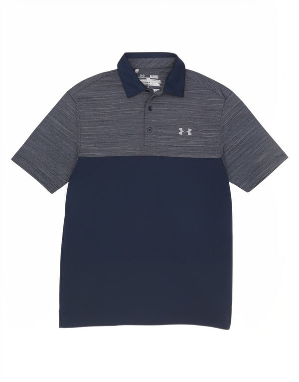 Under Armour Herre Loose Fit Polo Shirt Small Navy Blue Colourblock