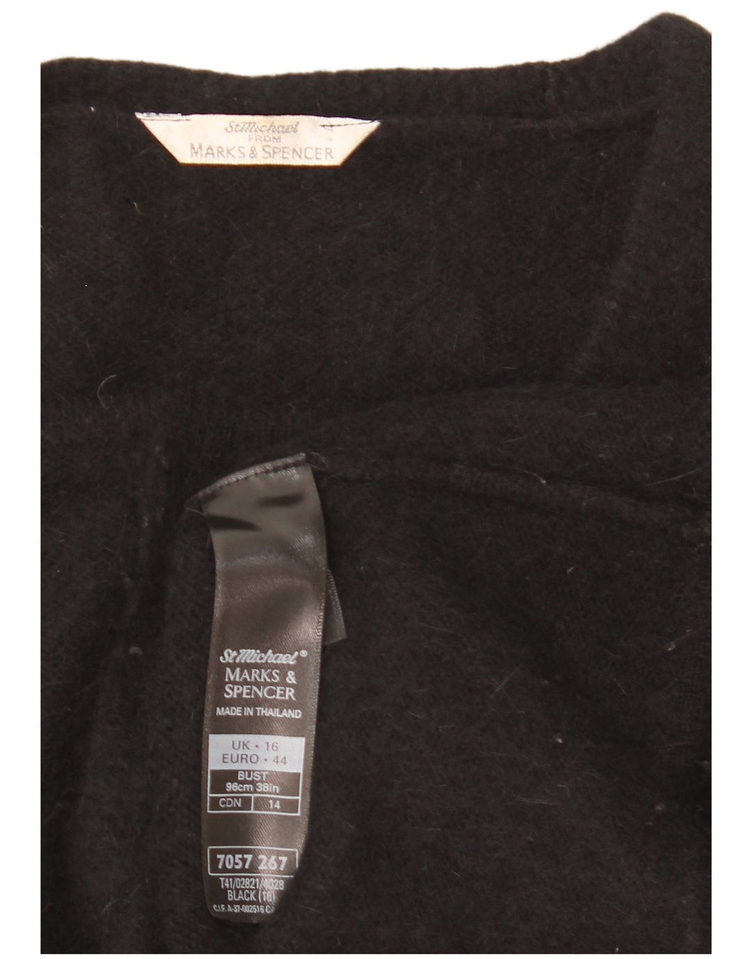 Marks & Spencer Dame Cardigan Sweater UK 16 Large Black Angora