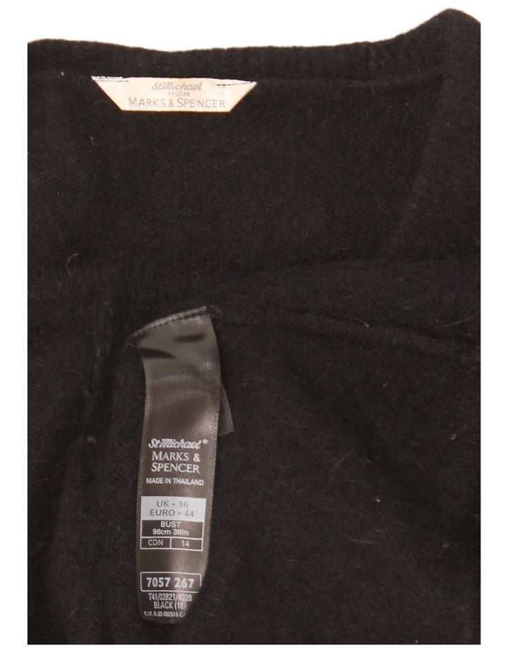 Marks & Spencer Dame Cardigan Sweater UK 16 Large Black Angora