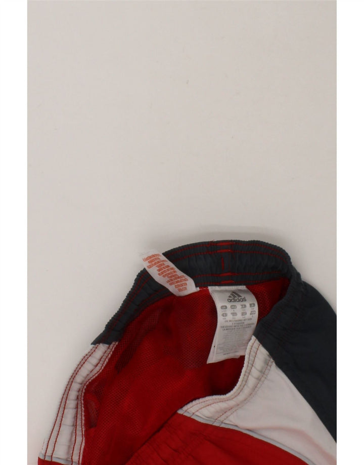 ADIDAS Boys Graphic Sport Shorts 9-10 Years  Red Colourblock Polyester Vintage Adidas and Second-Hand Adidas from Messina Hembry 