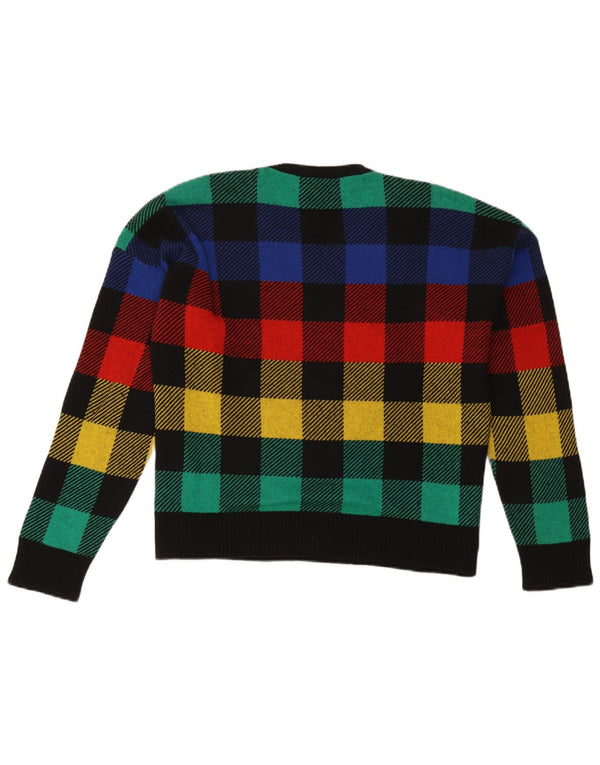Benetton Dame sweater med rund hals DK 16 Stor flerfarvet ternet
