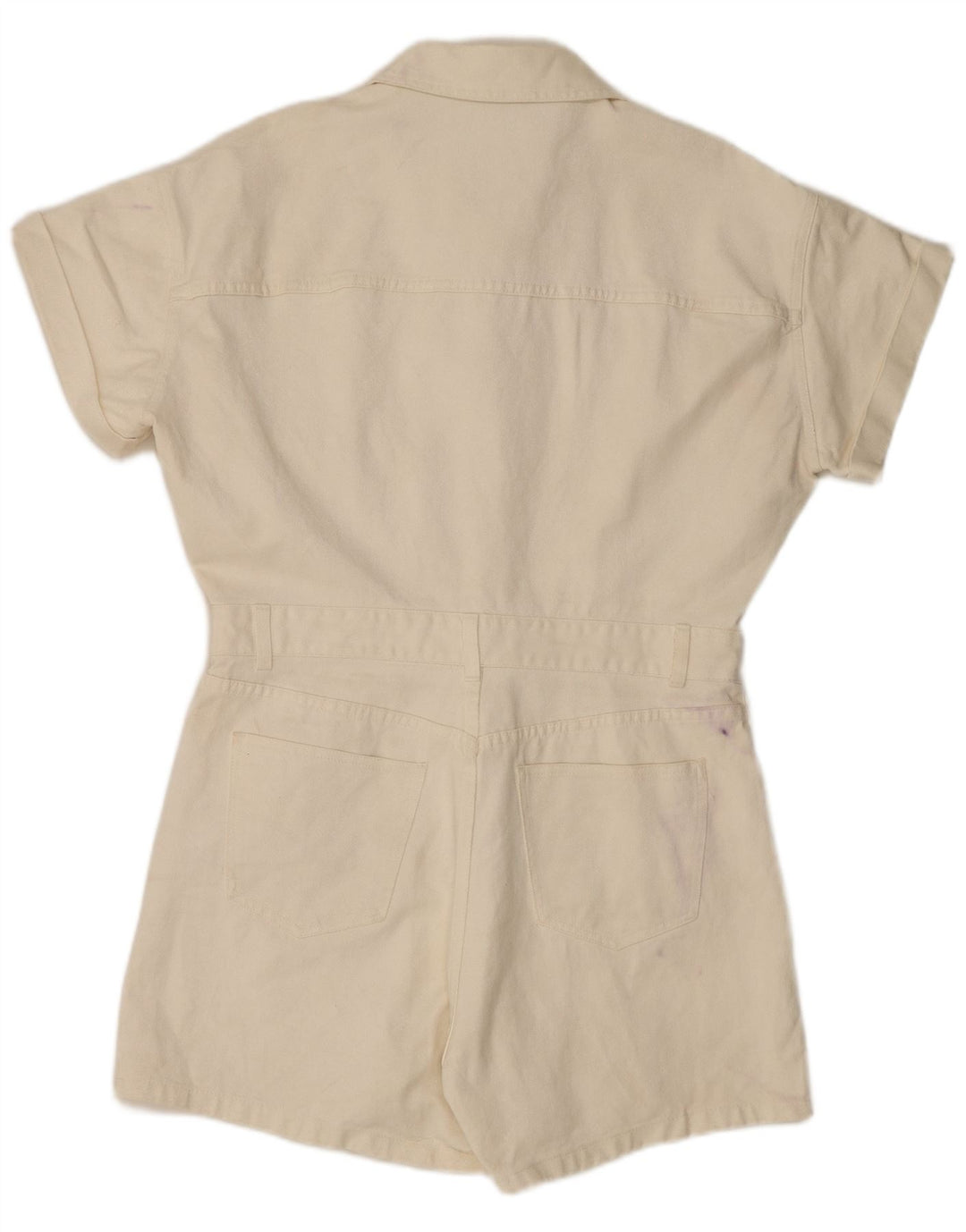 Zara Dame Denim Playsuit UK 20 2XL Hvid Bomuld
