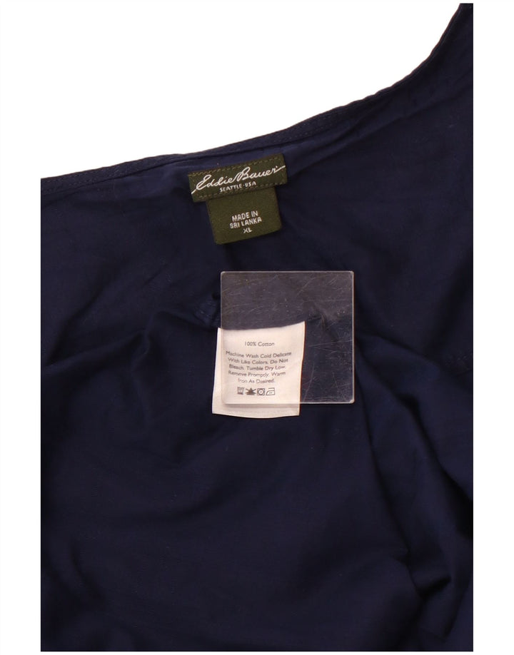 EDDIE BAUER Dame 3/4 ærmet bluse top UK 18 XL marineblå bomuld