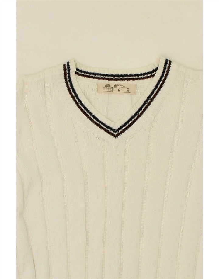 XDYE Womens V-Neck Jumper Sweater UK 14 Medium White Cotton Vintage XDYE and Second-Hand XDYE from Messina Hembry 