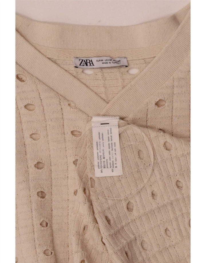 Zara Damevest Top UK 14 Medium Beige Polyester