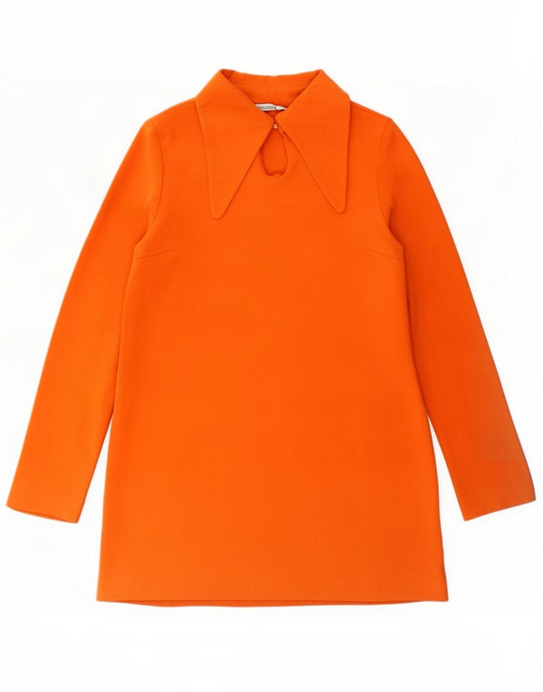 Zara Langærmet Polokjole til kvinder UK 12 Medium Orange Polyester