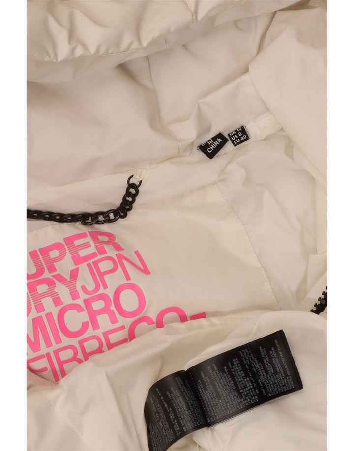 Superdry Polstret hættejakke til kvinder UK 12 Medium White Polyester