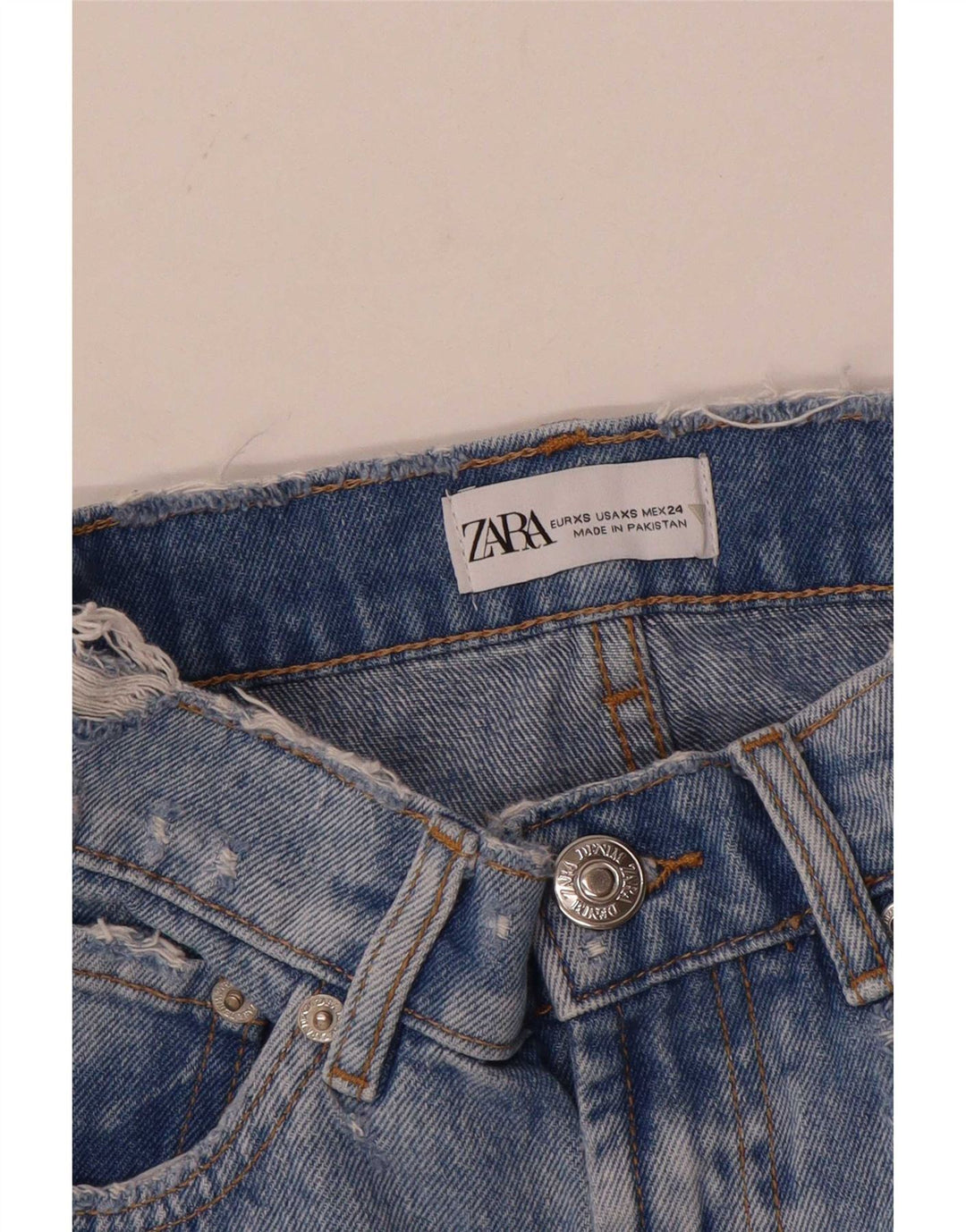 Zara Dame Mini Denim Nederdel XS W24 Blå