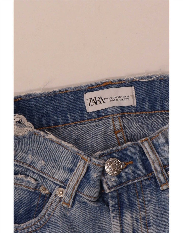 Zara Dame Mini Denim Nederdel XS W24 Blå