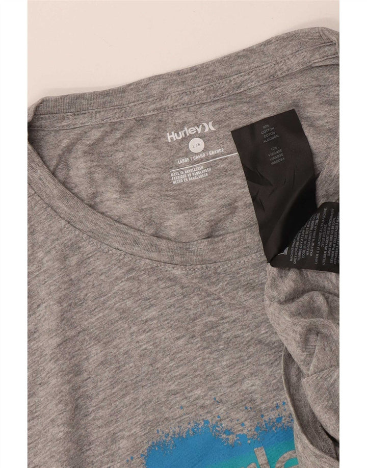 Hurley Herre Grafisk T-Shirt Top Stor Grå Bomuld