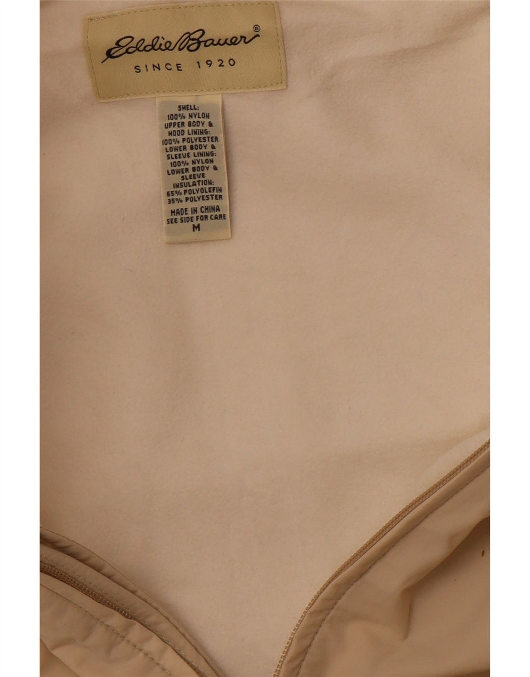 EDDIE BAUER Herre Hættevindjakke UK 38 Medium Beige Nylon