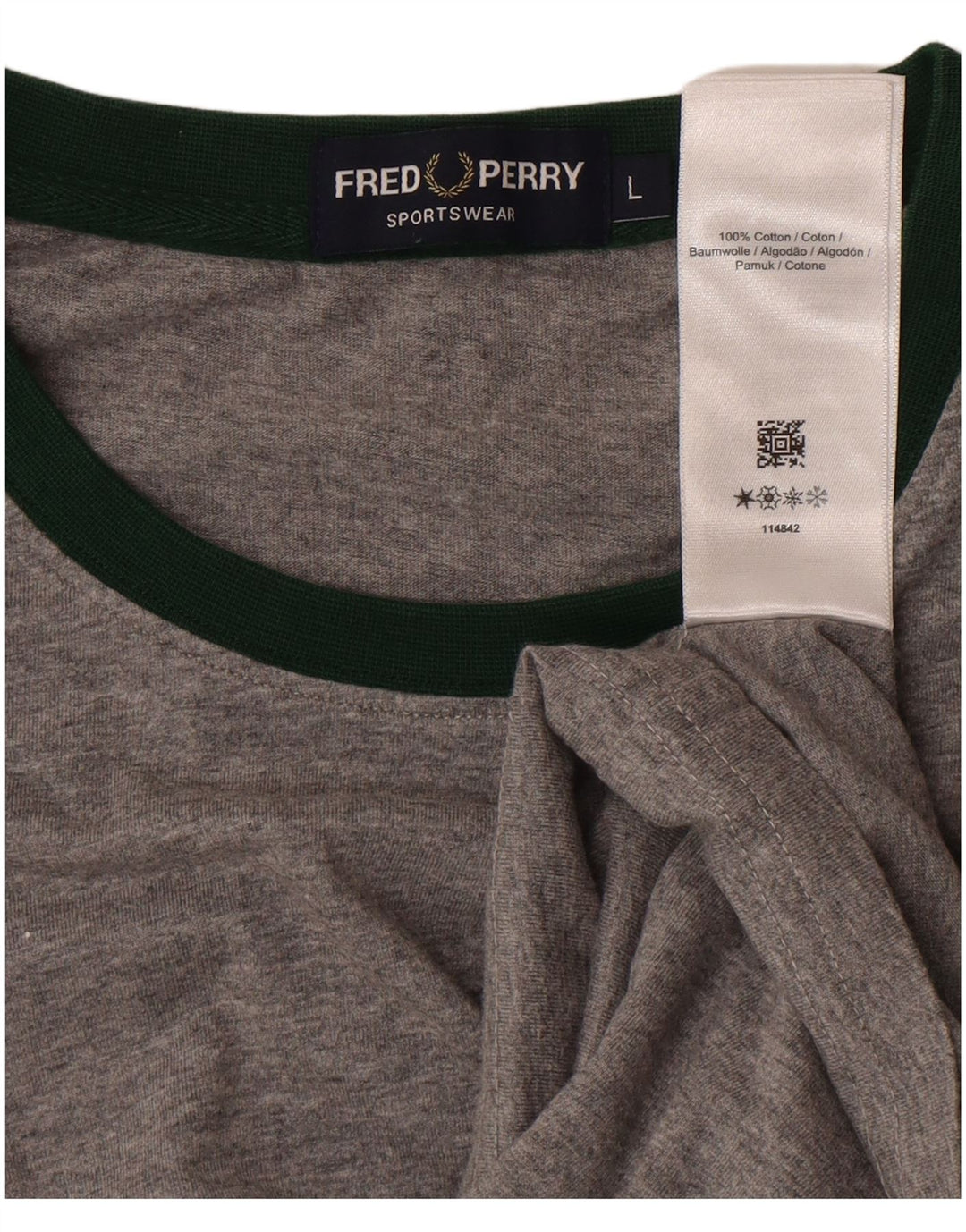 FRED PERRY Herre T-Shirt Top Stor Grå Bomuld