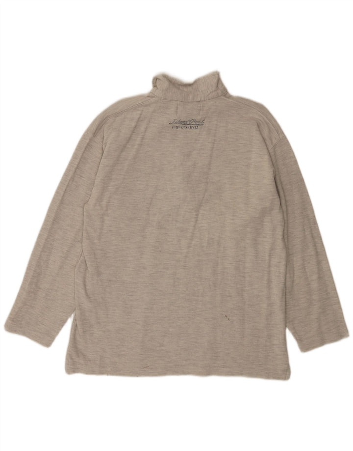 Island Port Herre lynlåshals langærmet poloshirt XL Grå Flecked