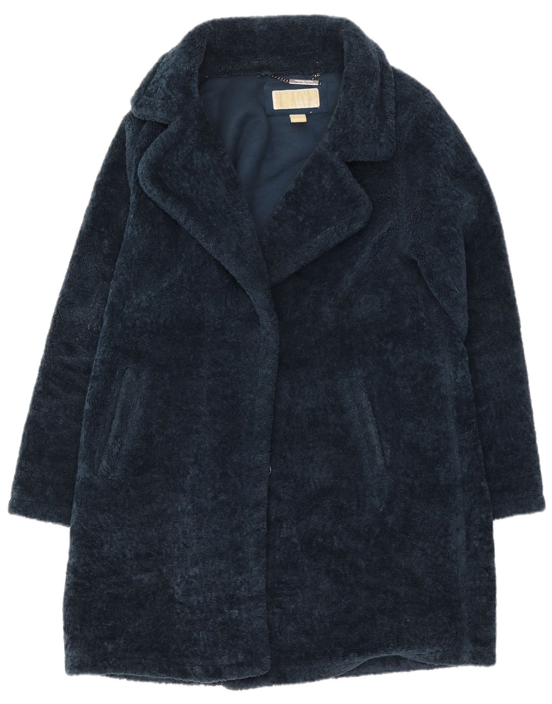 Michael Kors Dame imiteret Pels Overfrakke UK 14 Medium Navy Blue Polyester