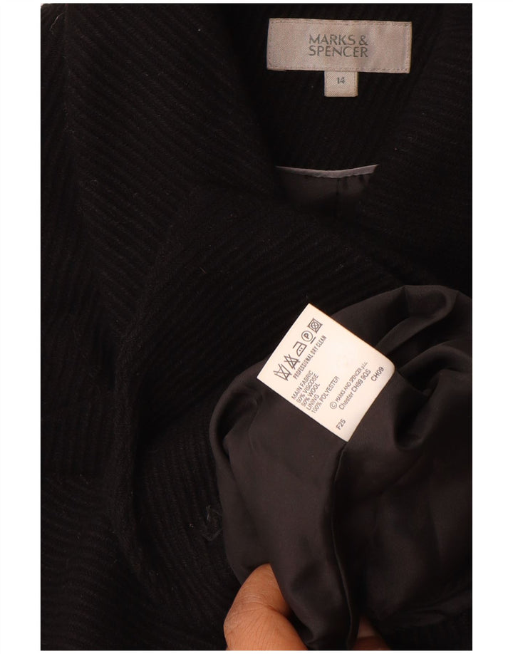 Marks & Spencer Kort overfrakke til kvinder UK 14 Medium Black Viscose
