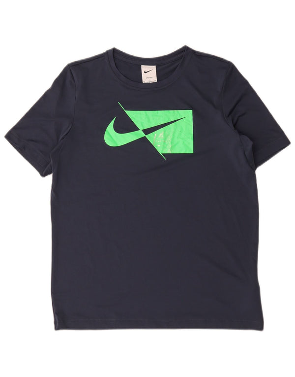 Nike drenge Dri Fit grafisk T-shirt top 13-14 år XL marineblå polyester