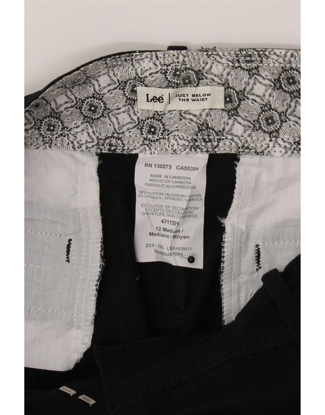 LEE Womens Casual Shorts US 12 Large W34  Black Cotton Vintage Lee and Second-Hand Lee from Messina Hembry 