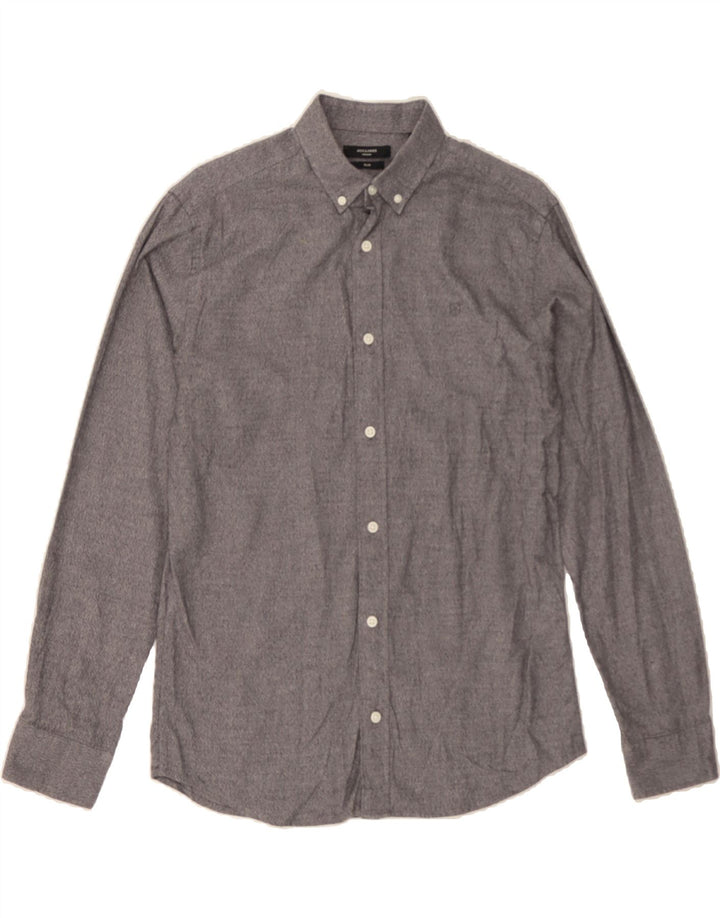 JACK & JONES Mens Slim Shirt Medium Grey Cotton Vintage Jack & Jones and Second-Hand Jack & Jones from Messina Hembry 