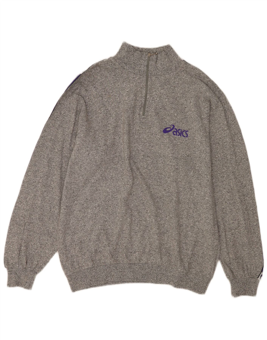 Asics Herre grafisk lynlås-hals sweatshirt jumper stor grå flækket bomuld