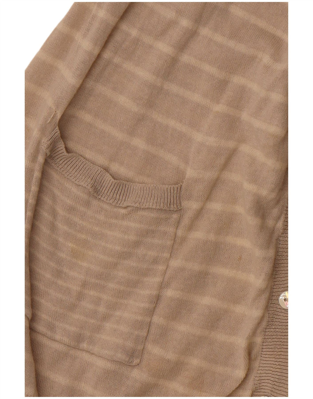 WHITE STUFF Dame cardigan sweater UK 14 Stor beige stribet hør