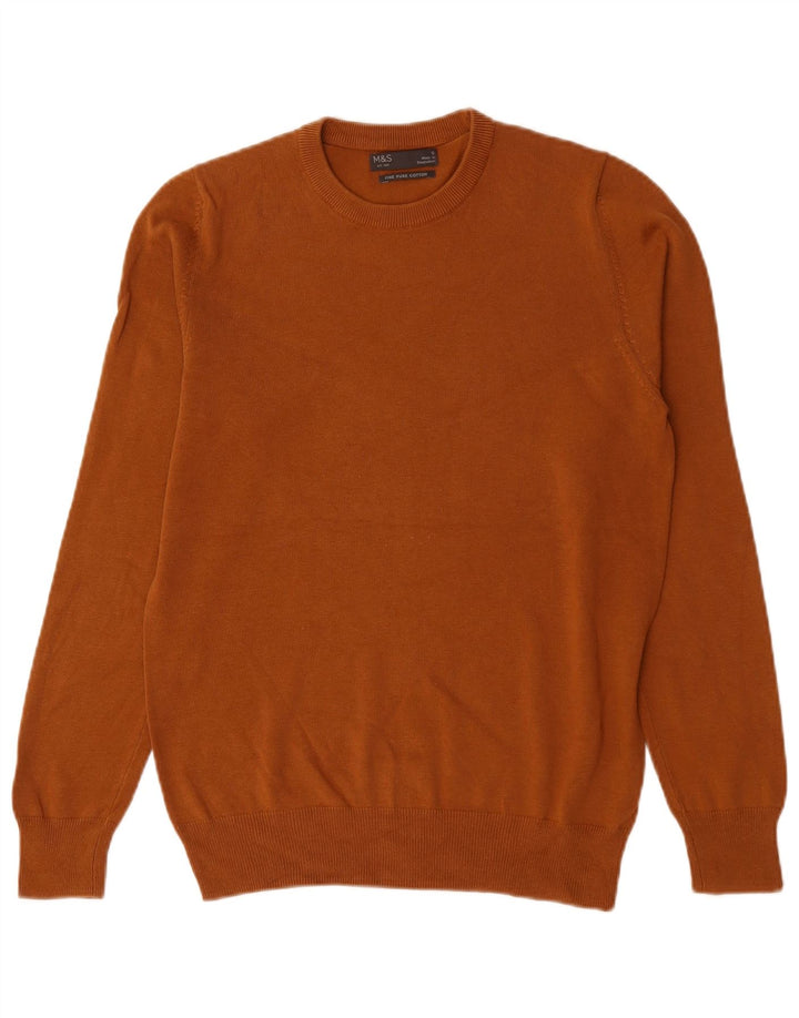Marks & Spencer Herre sweater med rund hals, lille brun bomuld