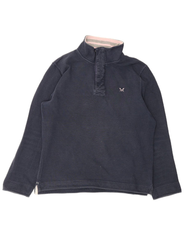 CREW TØJ Herre Zip Neck Sweatshirt Jumper Medium Navy Blue Bomuld