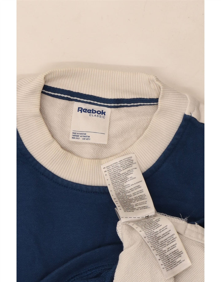REEBOK oversize sweatshirttrøje til kvinder UK 16/18 Stor blå farveblok