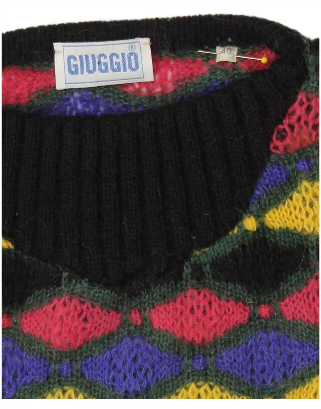 Vintage Dame Boat Neck Jumper Sweater IT 46 Stor Flerfarvet Geometrisk