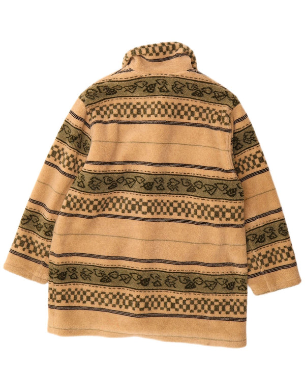 Vintage oversize fleeceoverfrakke til kvinder EU 40 Medium beige stribet