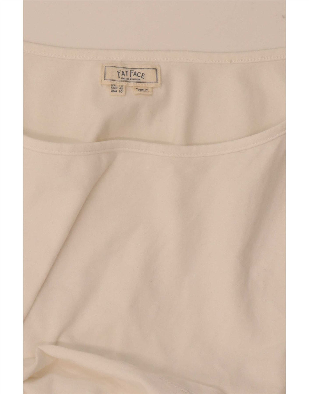 Fat Face Dame Cami Top UK 14 Stor Hvid Bomuld